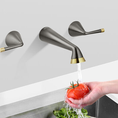 ARROW Gun Gray Modern Wall Mounted Basin Mixer Faucet with 5 Year Warranty and Solid Brass 59 Construction