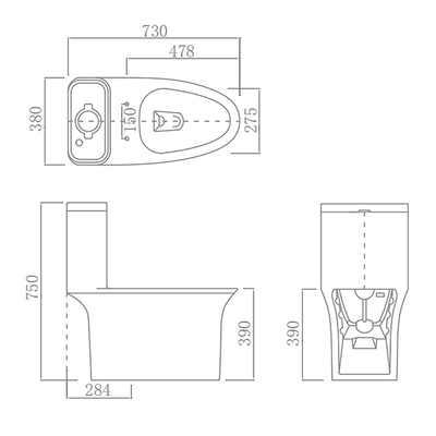 ARROW Bathroom Ceramic One Piece Western Toilet Siphonic Flushing
