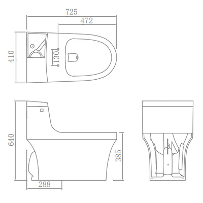 UPC Single Flush One Piece Toilets Sanitary Ware S trap 300mm