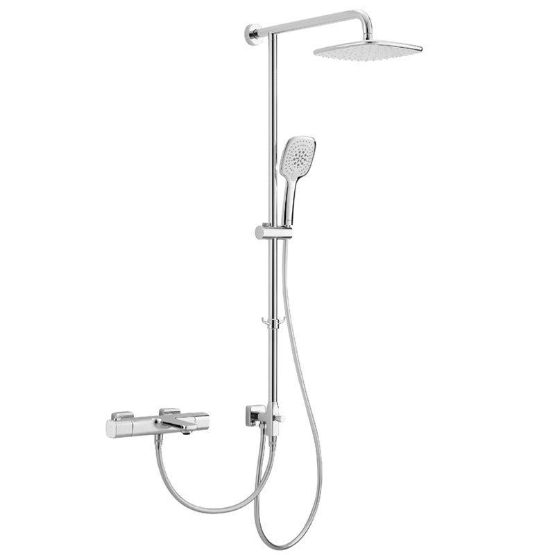 H 1000mm Hand Shower Mixer Set , Square Head Thermostatic Waterfall Shower